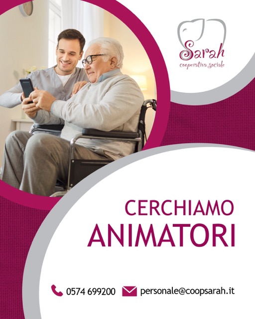 offerta lavoro ricerca addetti pulizie con logo sarah e immagine decorativa